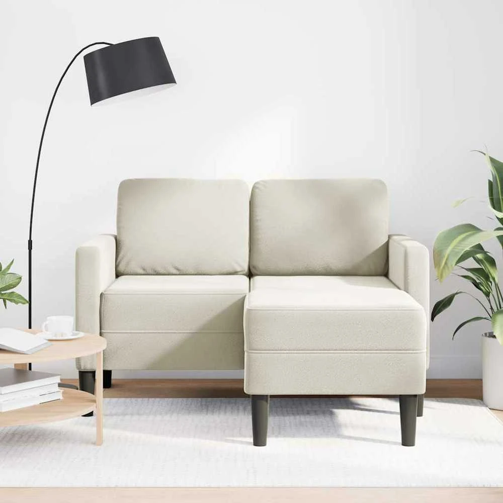 2-vietė sofa su Chaise L formos kremu 125 cm aksomas