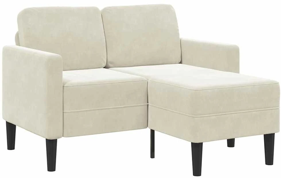 2-vietė sofa su Chaise L formos kremu 125 cm aksomas