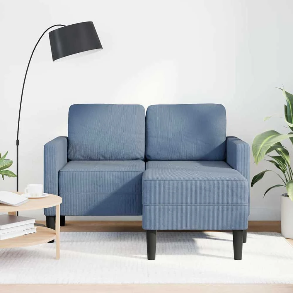 2-vietė sofa su gultu L formos mėlyna 125 cm patalynė