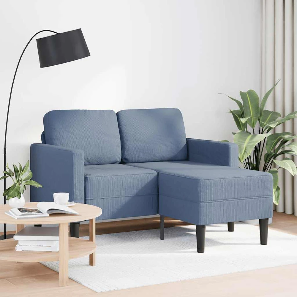 2-vietė sofa su gultu L formos mėlyna 125 cm patalynė