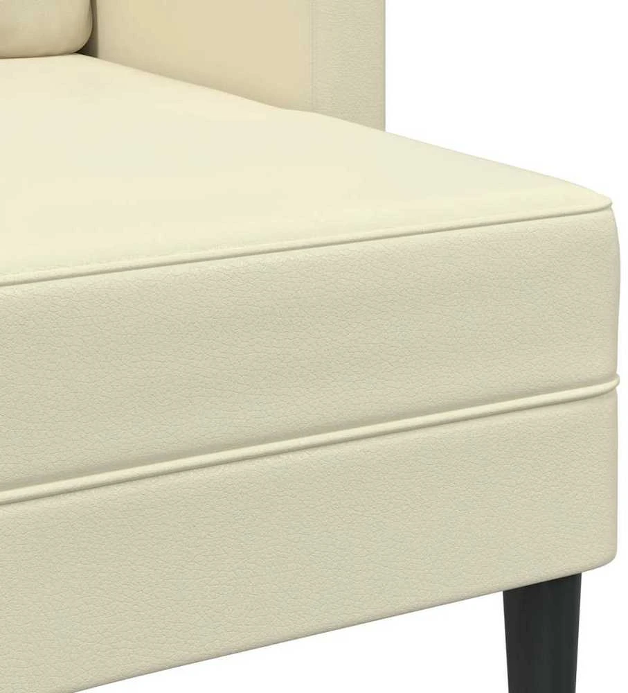 2-vietė sofa su krėslu L formos kreminė 125 cm dirbtinė oda