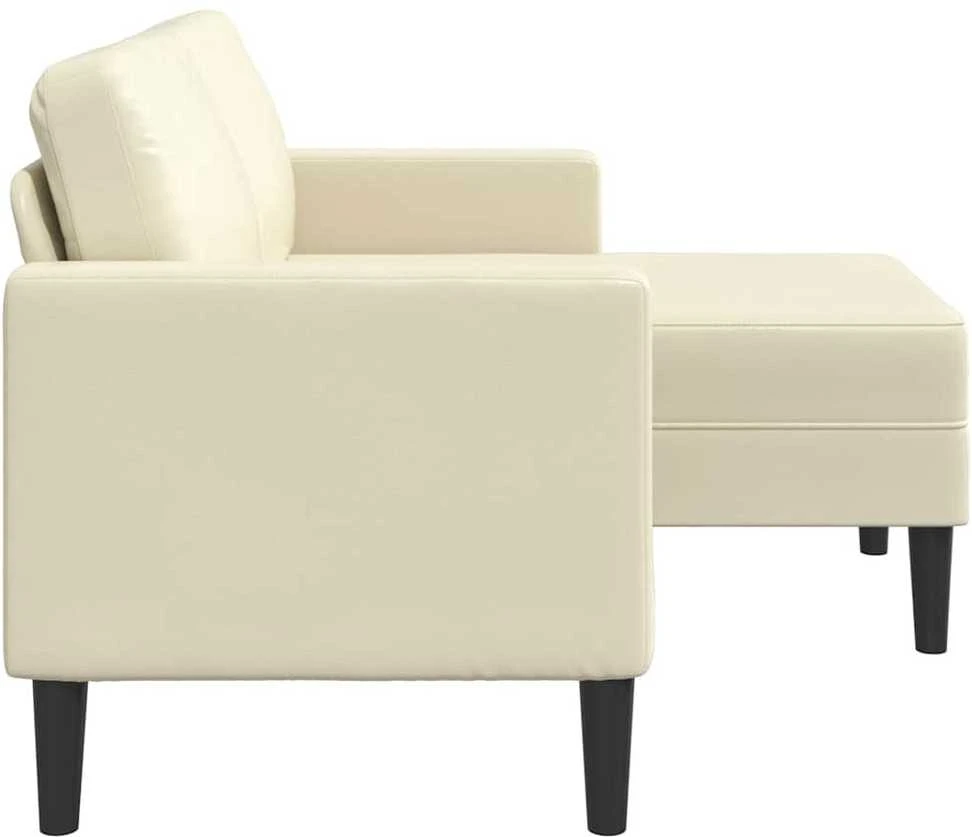 2-vietė sofa su krėslu L formos kreminė 125 cm dirbtinė oda