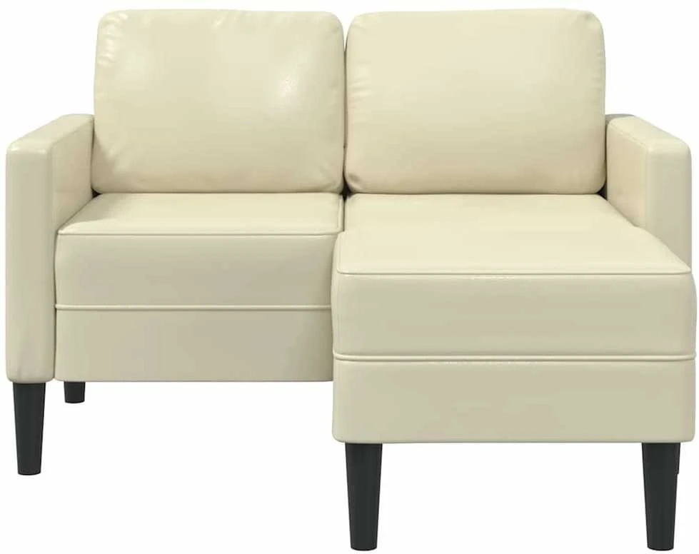 2-vietė sofa su krėslu L formos kreminė 125 cm dirbtinė oda