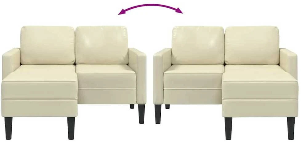 2-vietė sofa su krėslu L formos kreminė 125 cm dirbtinė oda