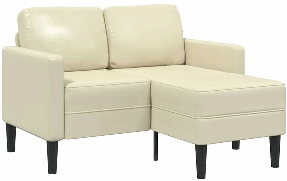 2-vietė sofa su krėslu L formos kreminė 125 cm dirbtinė oda