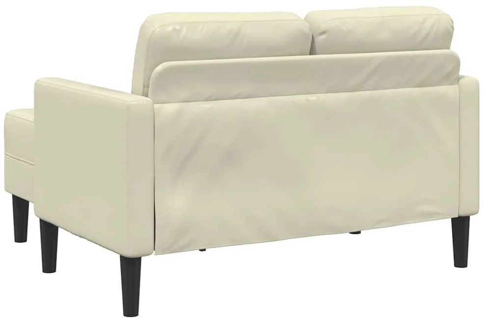 2-vietė sofa su krėslu L formos kreminė 125 cm dirbtinė oda