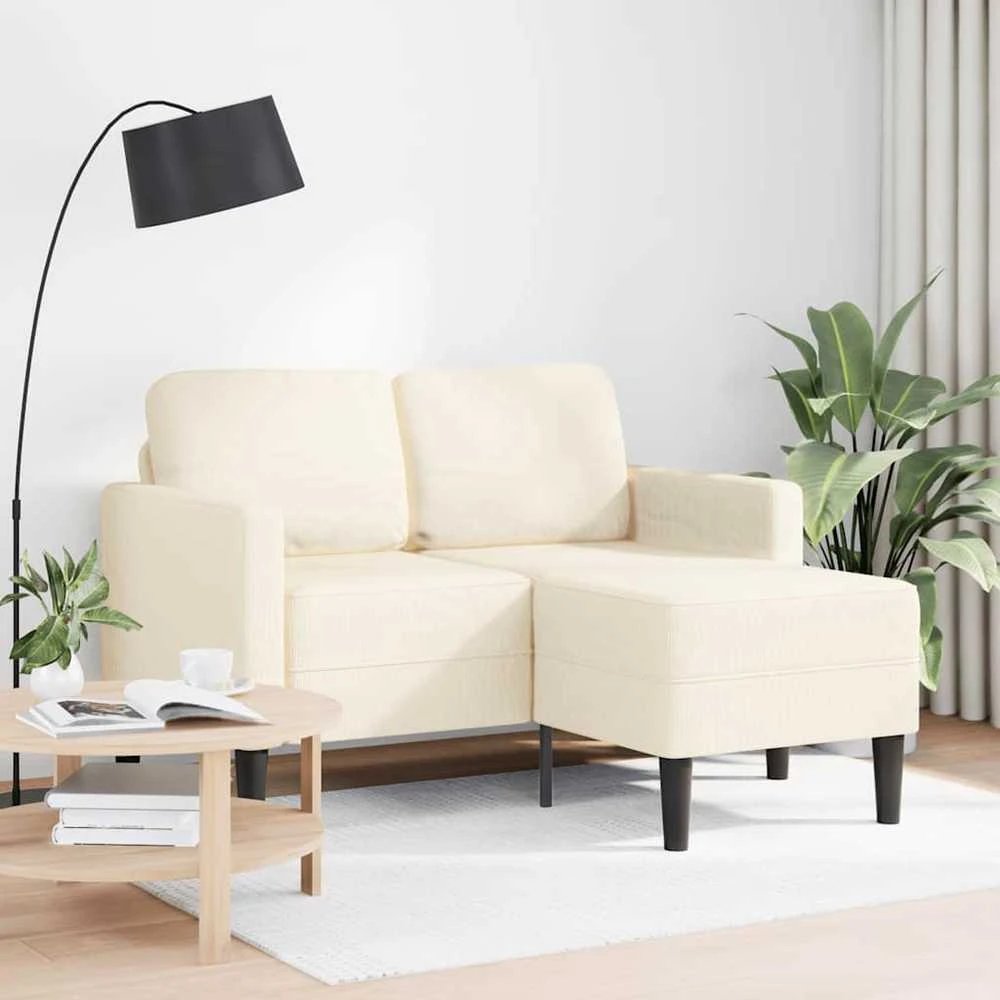 2-vietė sofa su L-formos kreminės kėdutės 125 cm patalyne