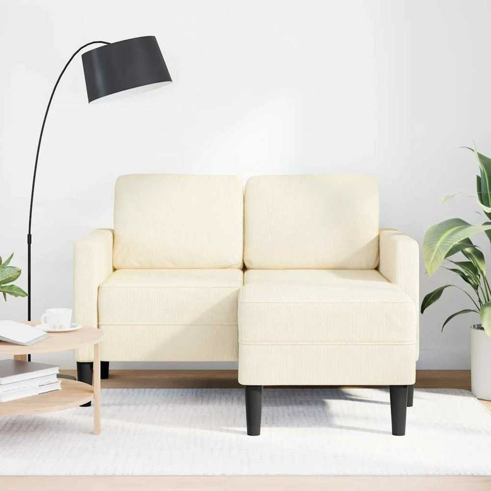 2-vietė sofa su L-formos kreminės kėdutės 125 cm patalyne