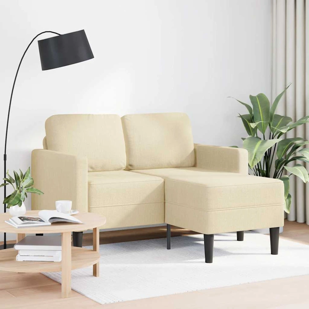 2-vietė sofa su L formos kreminiu 125 cm audiniu