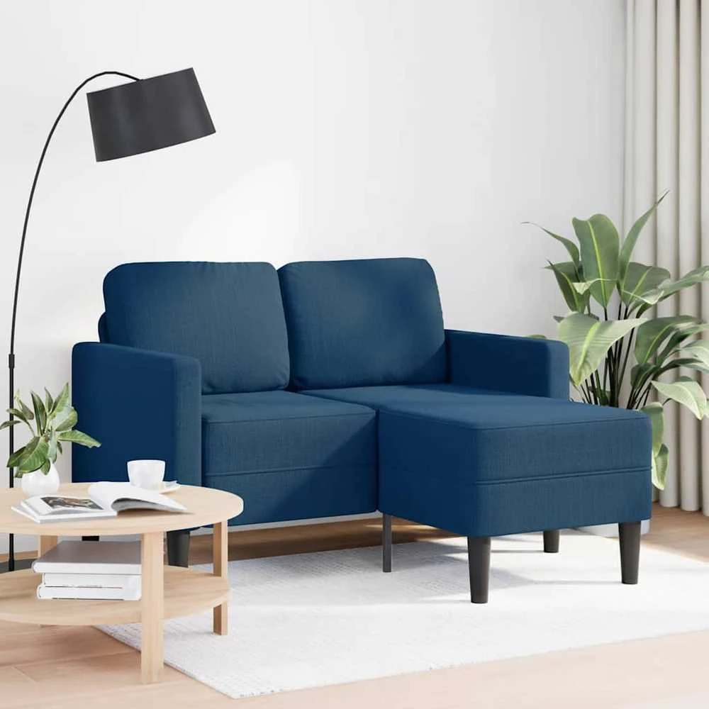 2-vietė sofa su L formos mėlynu 125 cm audiniu