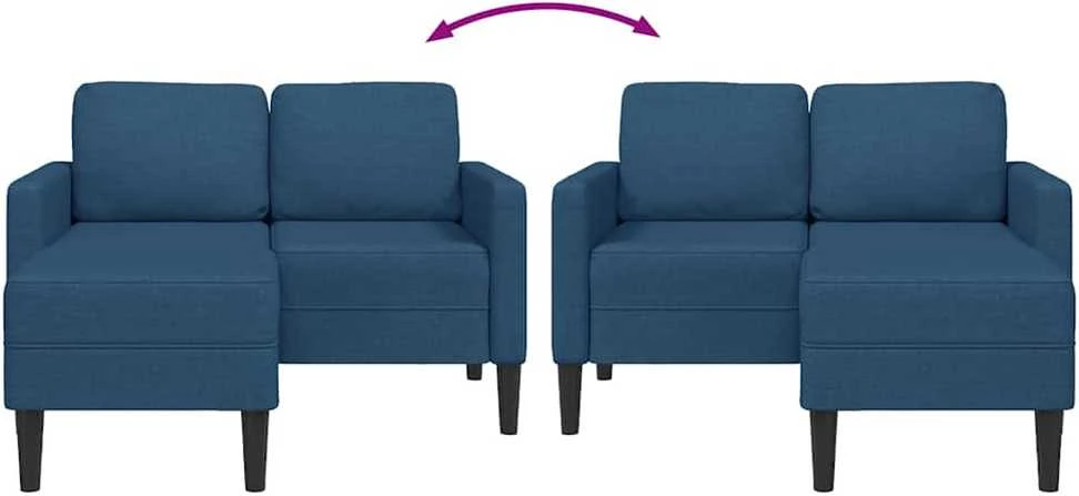 2-vietė sofa su L formos mėlynu 125 cm audiniu