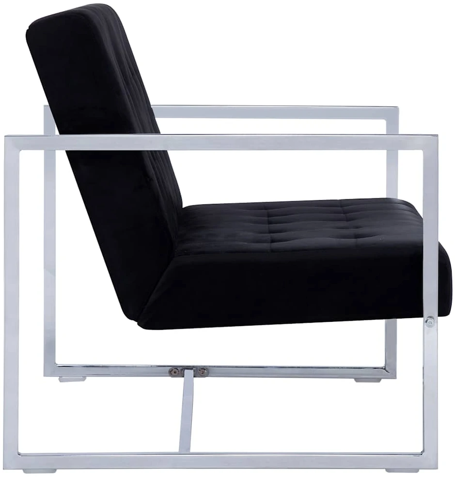 2-vietė sofa su porankiais juoda chromo ir aksomo