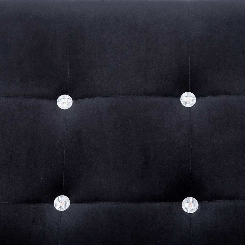 2-vietė sofa su porankiais juoda chromo ir aksomo