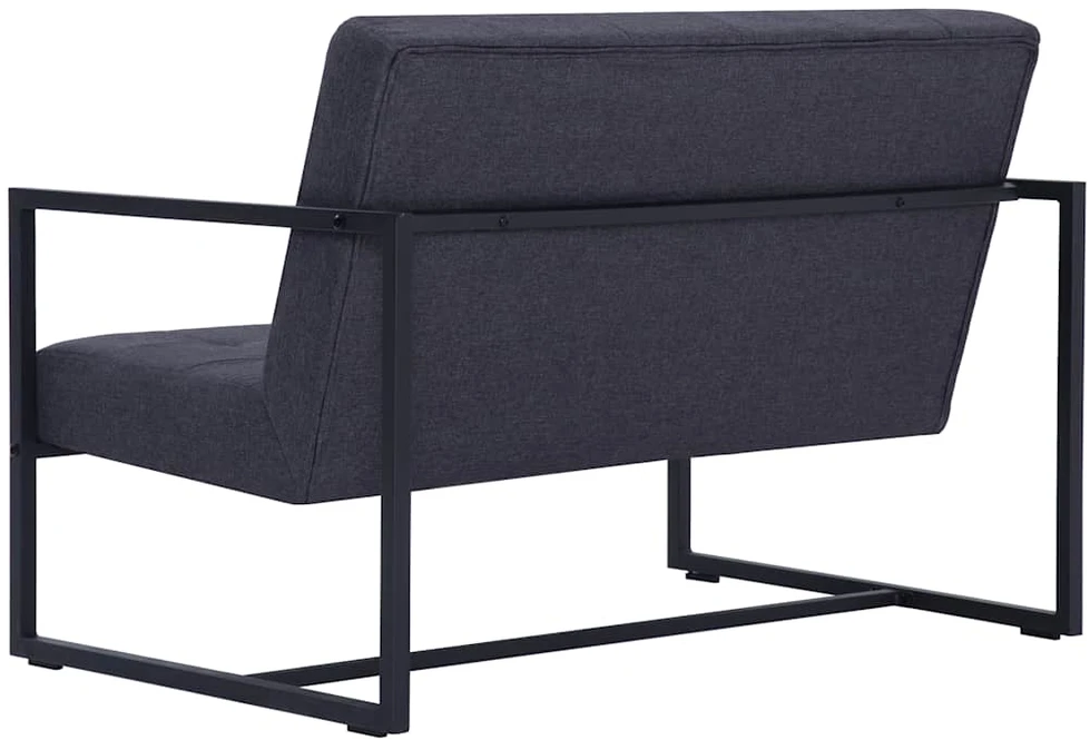 2-vietė sofa su porankiais tamsiai pilka plienu ir audiniu
