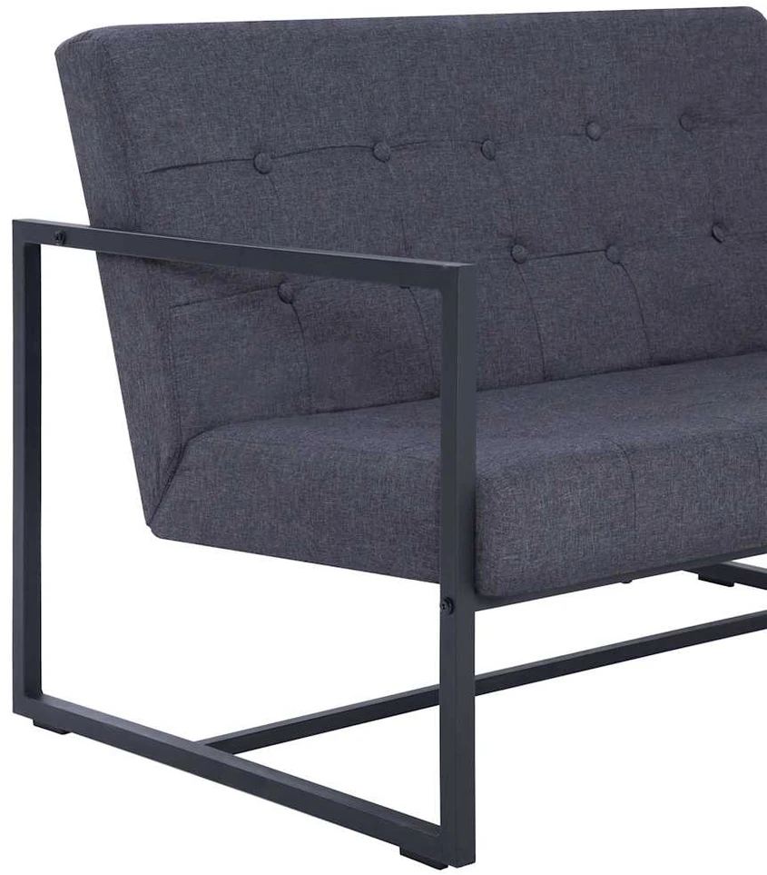 2-vietė sofa su porankiais tamsiai pilka plienu ir audiniu