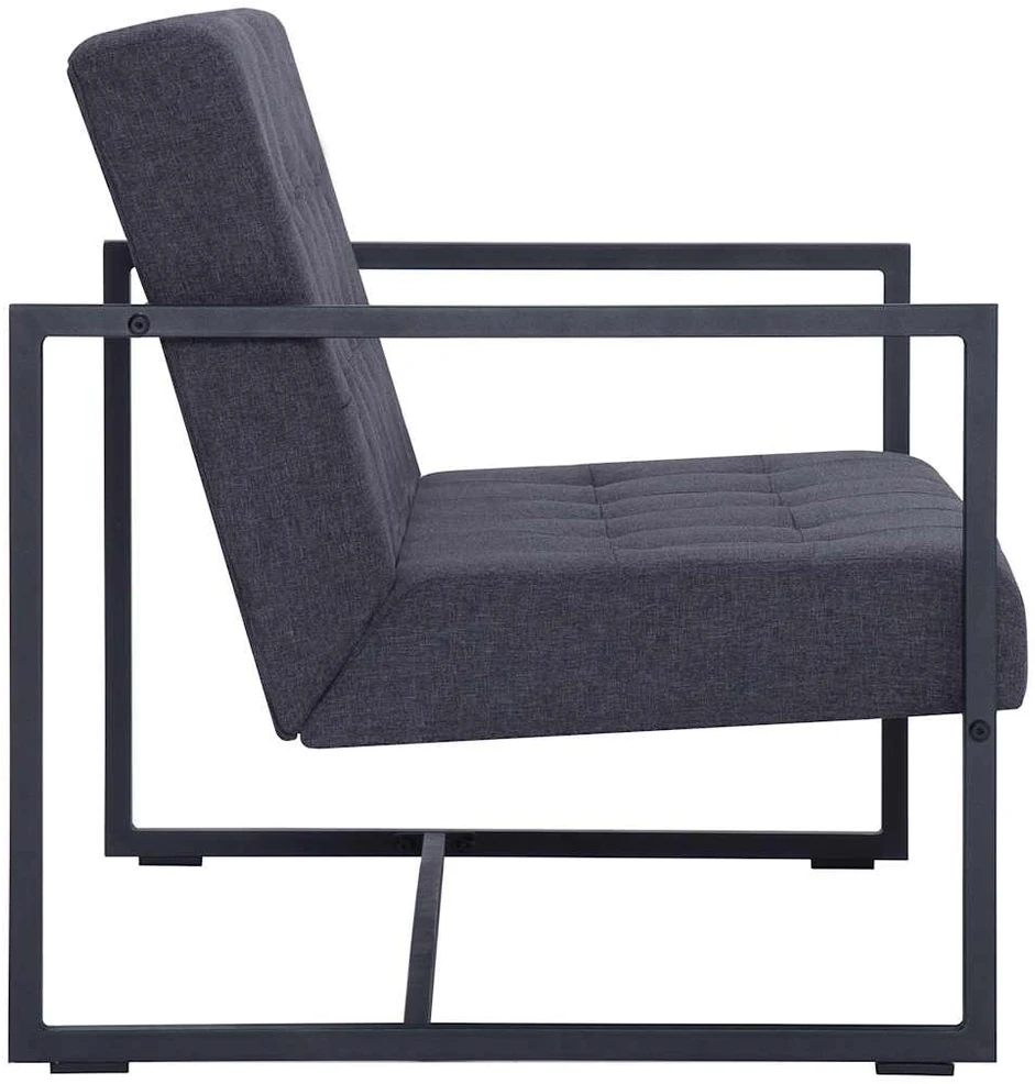 2-vietė sofa su porankiais tamsiai pilka plienu ir audiniu