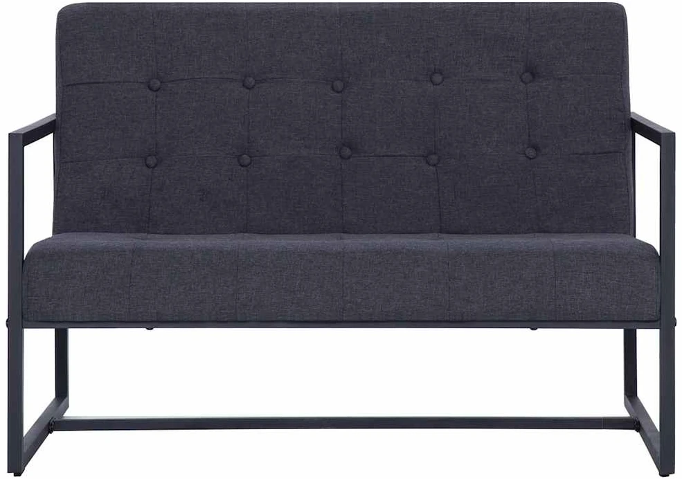 2-vietė sofa su porankiais tamsiai pilka plienu ir audiniu