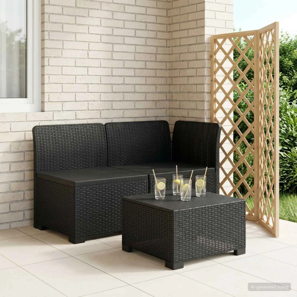 2-Vietis Sodo Sofas, Atrodo kaip Ratano PP Antracito