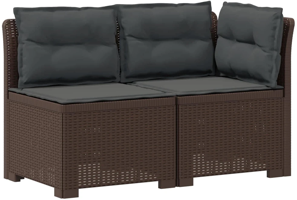 2-Vietis Sodo Sofas su Pagalvėlėmis, Atrodo kaip Ratano PP Ruda