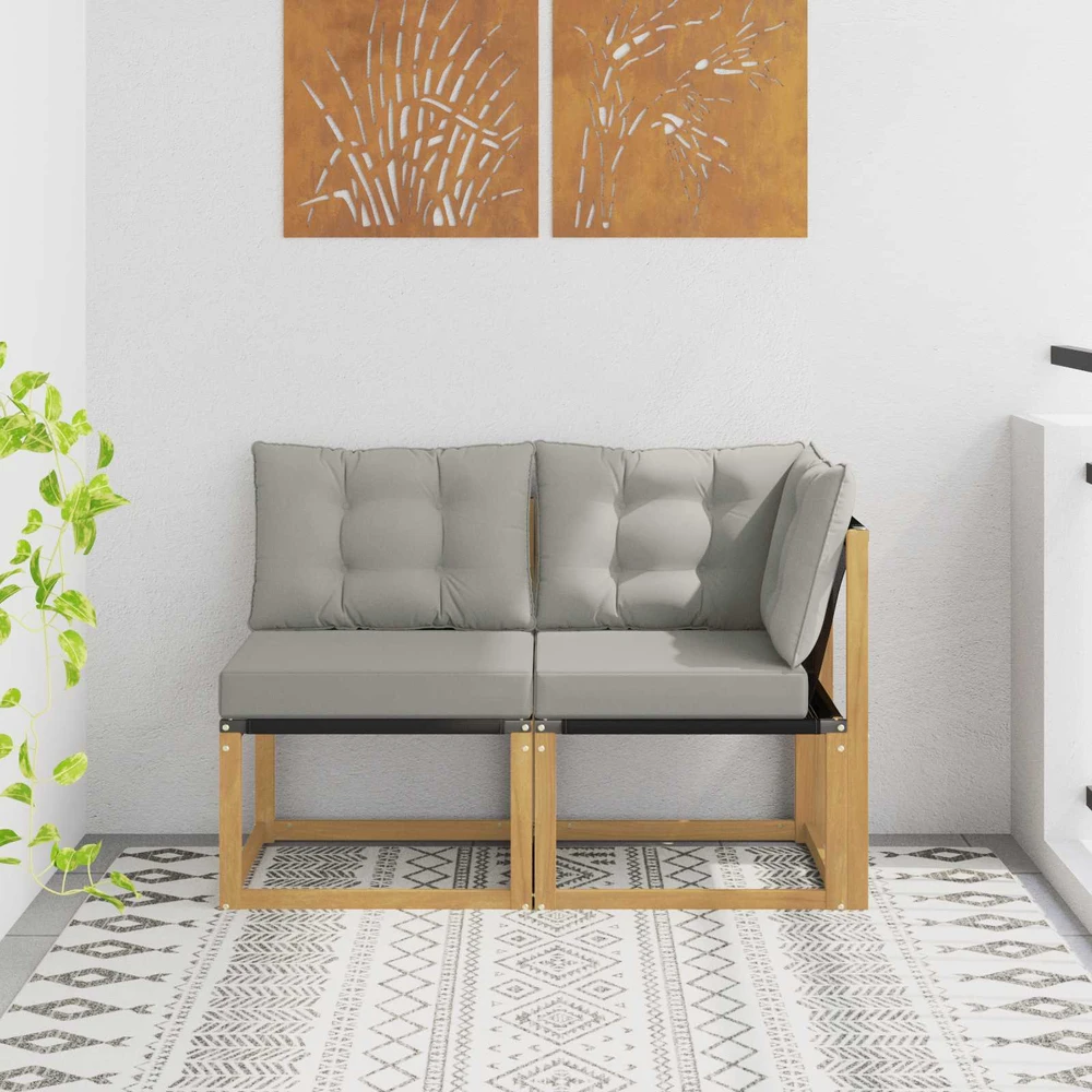 2 vnt. Lauko vidurinė ir kampinė sofa Balta