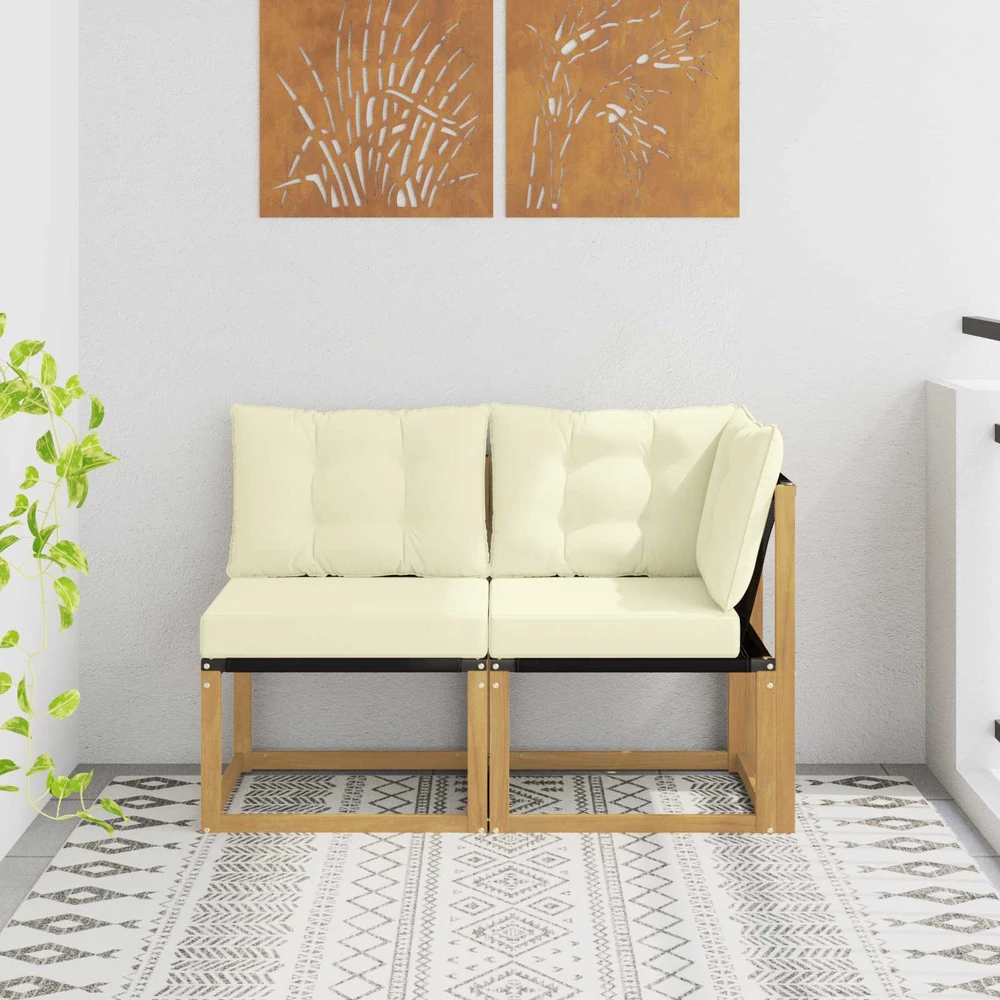 2 vnt. Lauko vidurinė ir kampinė sofa Balta