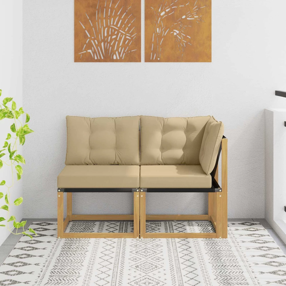 2 vnt. Lauko vidurinė ir kampinė sofa Balta