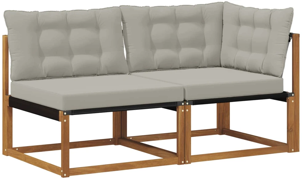 2 vnt. Lauko vidurinė ir kampinė sofa Kietos akacijos mediena