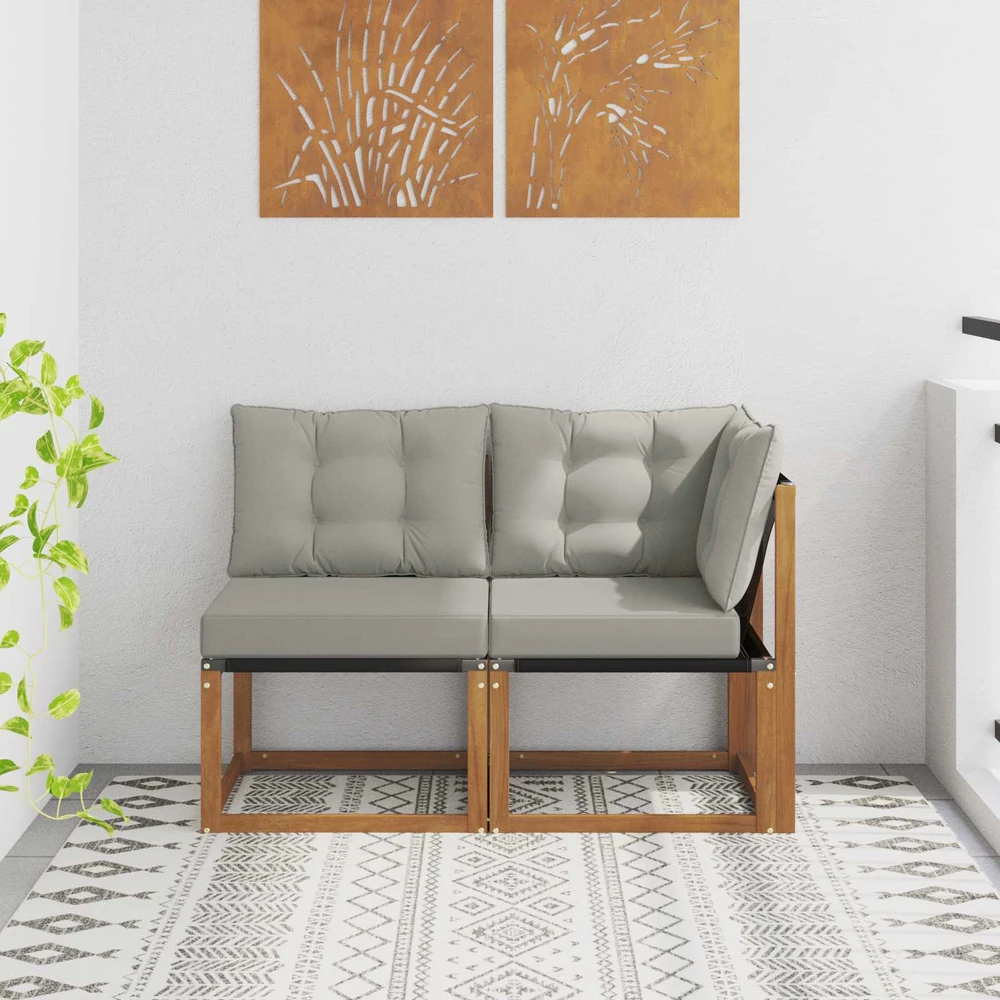 2 vnt. Lauko vidurinė ir kampinė sofa Natūrali