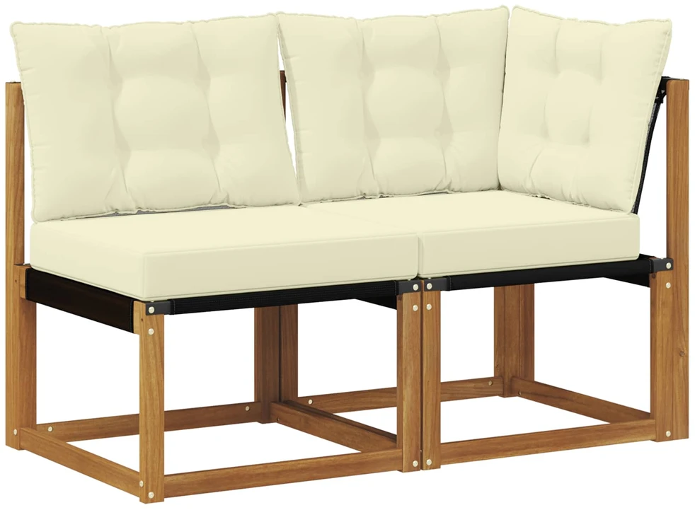 2 vnt. Lauko vidurinė ir kampinė sofa Natūrali