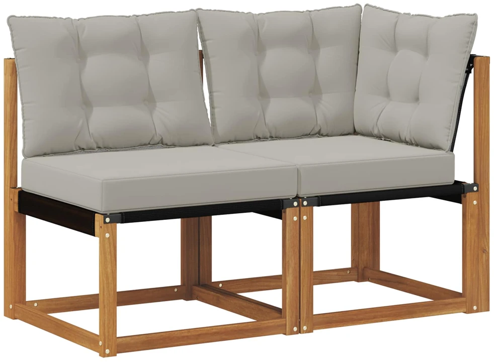 2 vnt. Lauko vidurinė ir kampinė sofa Natūrali