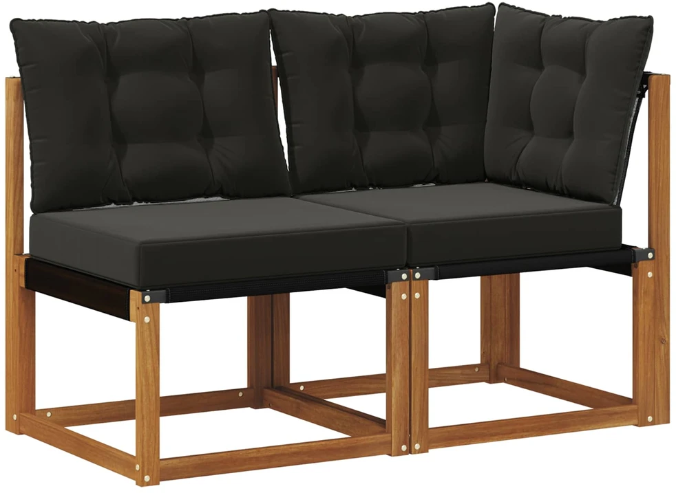 2 vnt. Lauko vidurinė ir kampinė sofa Natūrali