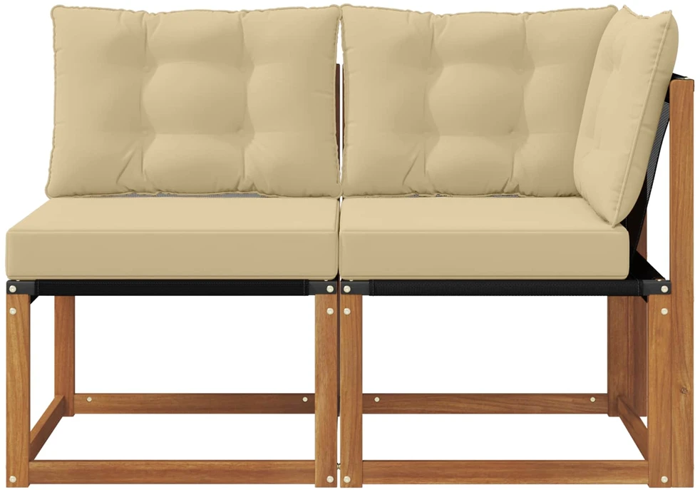 2 vnt. Lauko vidurinė ir kampinė sofa Natūrali