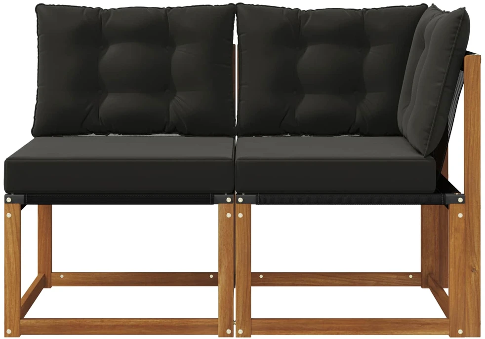 2 vnt. Lauko vidurinė ir kampinė sofa Natūrali