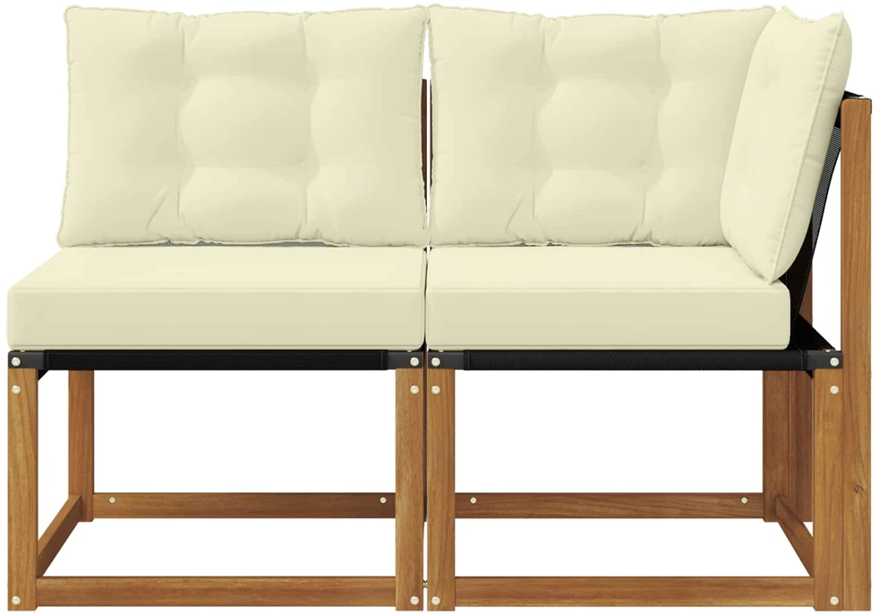 2 vnt. Lauko vidurinė ir kampinė sofa Natūrali