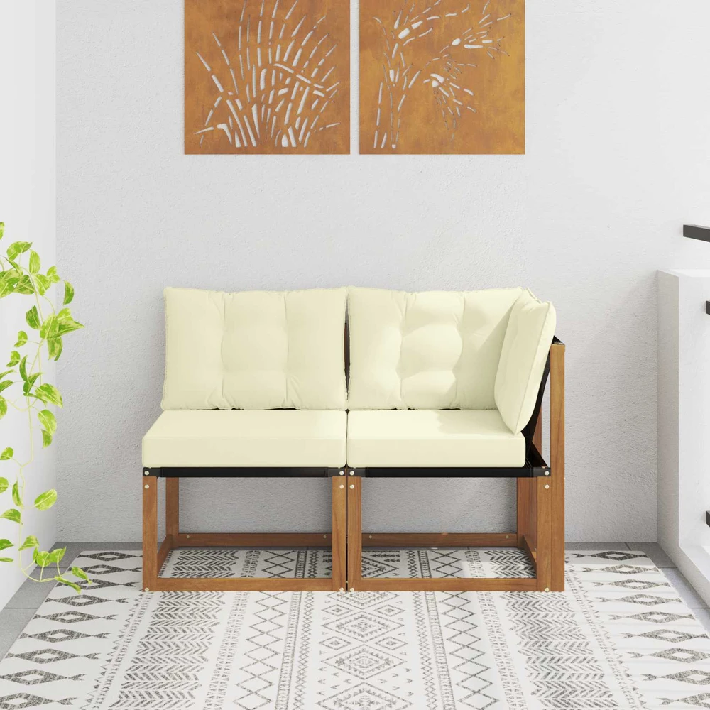 2 vnt. Lauko vidurinė ir kampinė sofa Natūrali