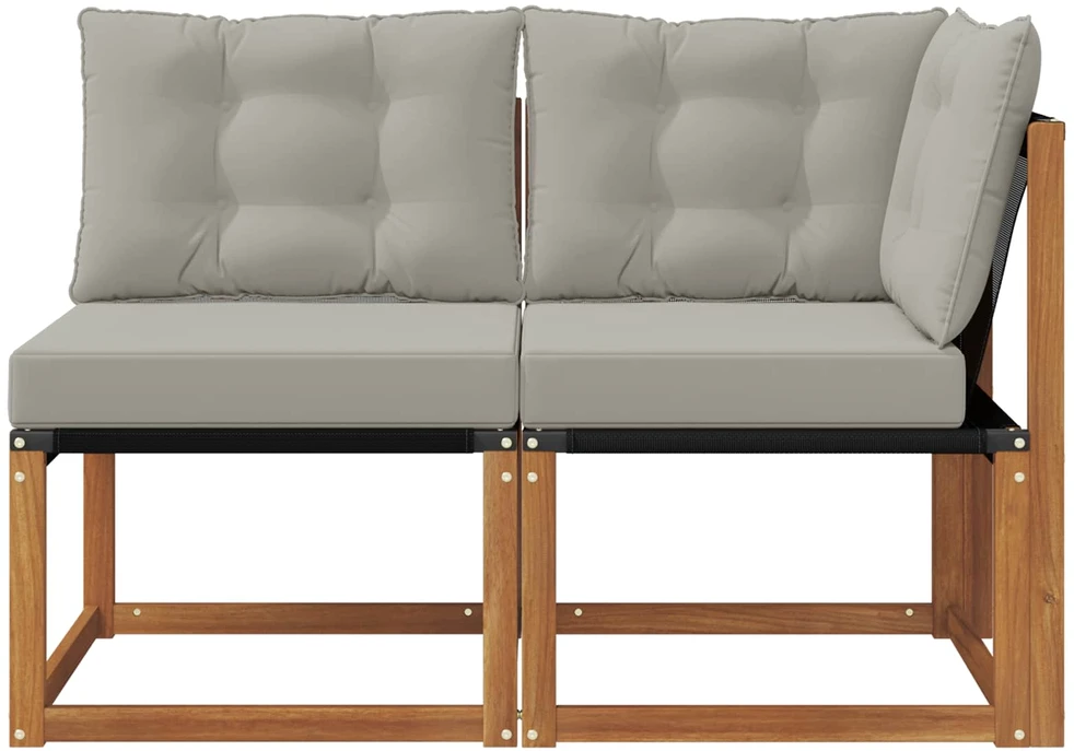 2 vnt. Lauko vidurinė ir kampinė sofa Natūrali