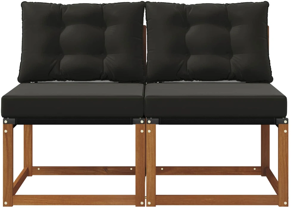 2 vnt. Lauko vidurinė sofa Kietas akacijos medis ir tekstilenas