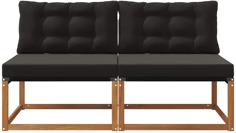 2 vnt. Lauko Vidurinis Sofa Kietos akacijos mediena Natūrali