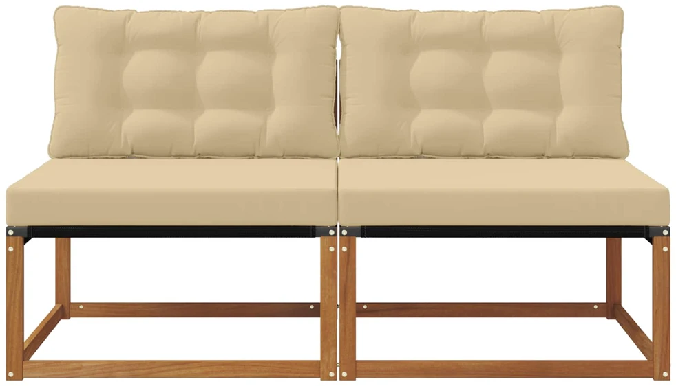 2 vnt. Lauko Vidurinis Sofa Kietos akacijos mediena Natūrali