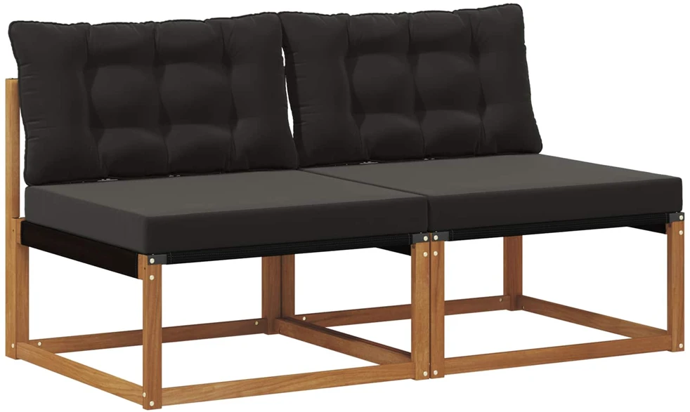 2 vnt. Lauko Vidurinis Sofa Kietos akacijos mediena Natūrali