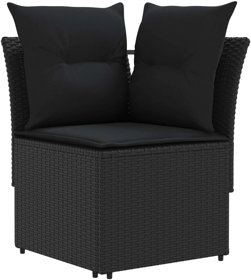 2 vnt. Sofa su porankiais su kampine sofa PE ratanas Juoda