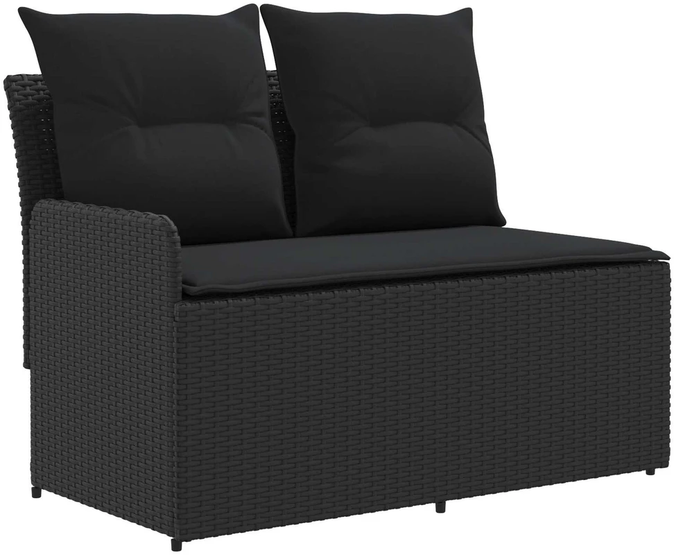 2 vnt. Sofa su porankiais su kampine sofa PE ratanas Juoda