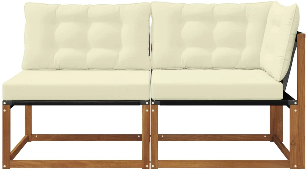 2 vnt. Vidurinė ir kampinė sofa Kietos akacijos mediena