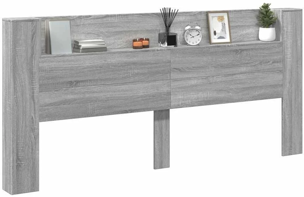 Galvūgalis-spintelė su LED, pilkas ąžuolo, 220x16,5x103,5cm