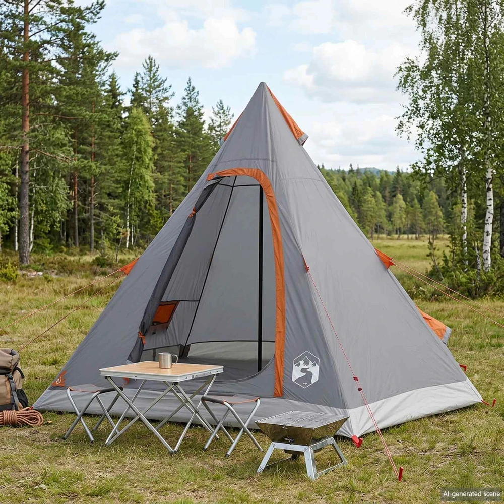 3 asmeniui Pilka ir oranžinė 185T Poliesteris su PU danga