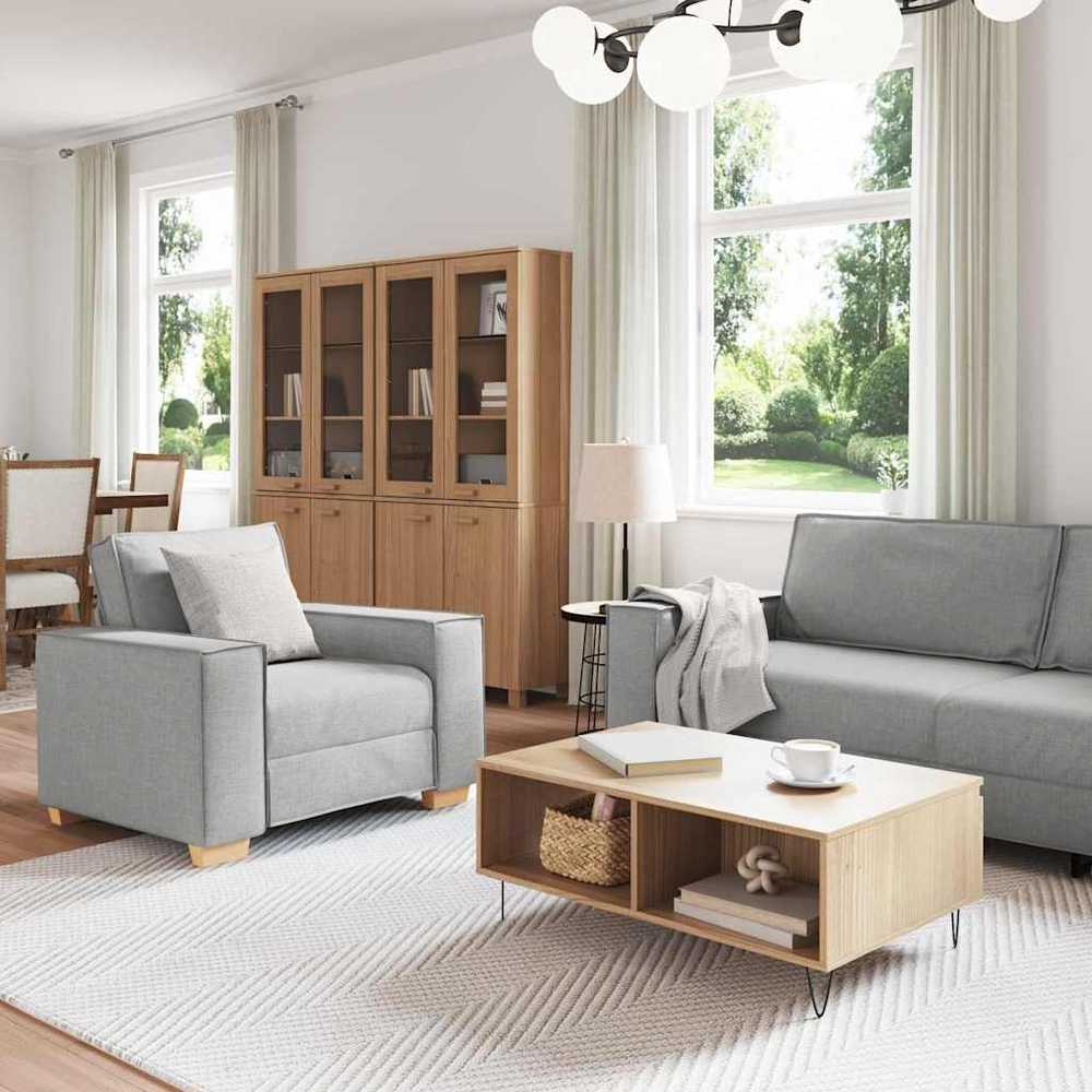 Sofa 3 pcs Debesų pilka Lino mišinio audinys