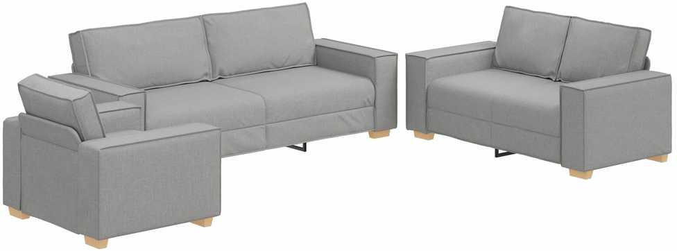 Sofa 3 pcs Debesų pilka Lino mišinio audinys