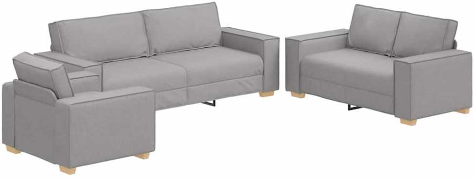 Sofa 3 pcs Debesų pilka Lino mišinio audinys
