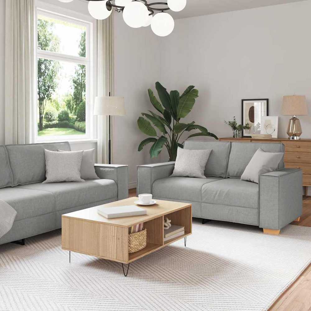Sofa 3 pcs Debesų pilka Lino mišinio audinys