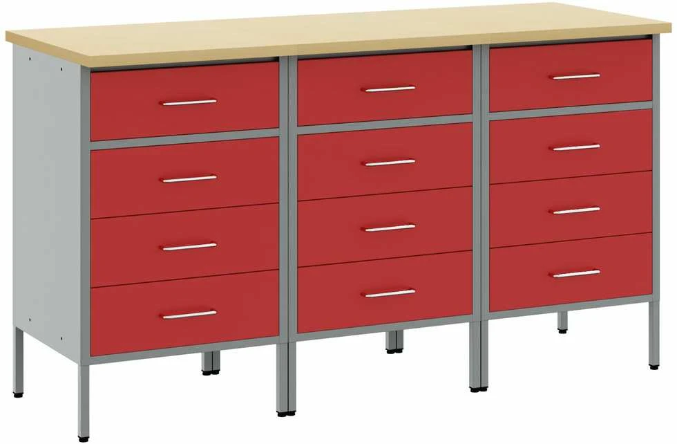 Darbo spinta 3 vnt. Raudona ir pilka 150 x 55 x 85 cm